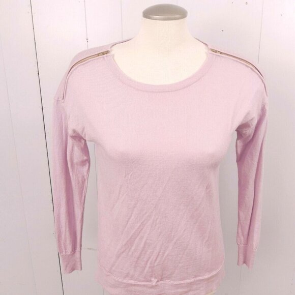 J Crew Merino Wool Sweater Womens Small Zip Shoulder Sweater Pastel Lilac Purple - Picture 4 of 7